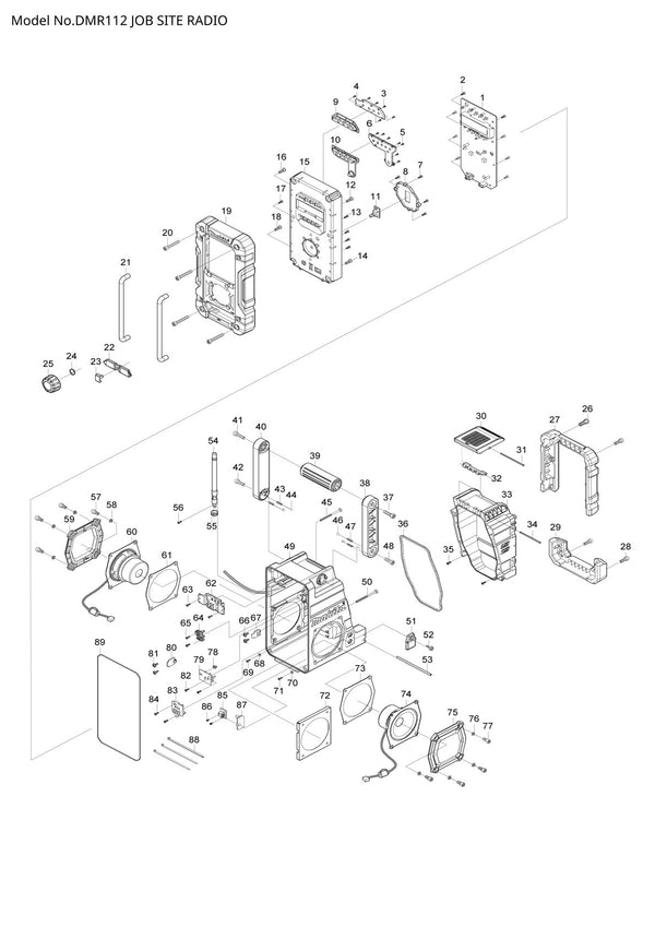 Pièces détachées radio de chantier sans fil Makita DMR112