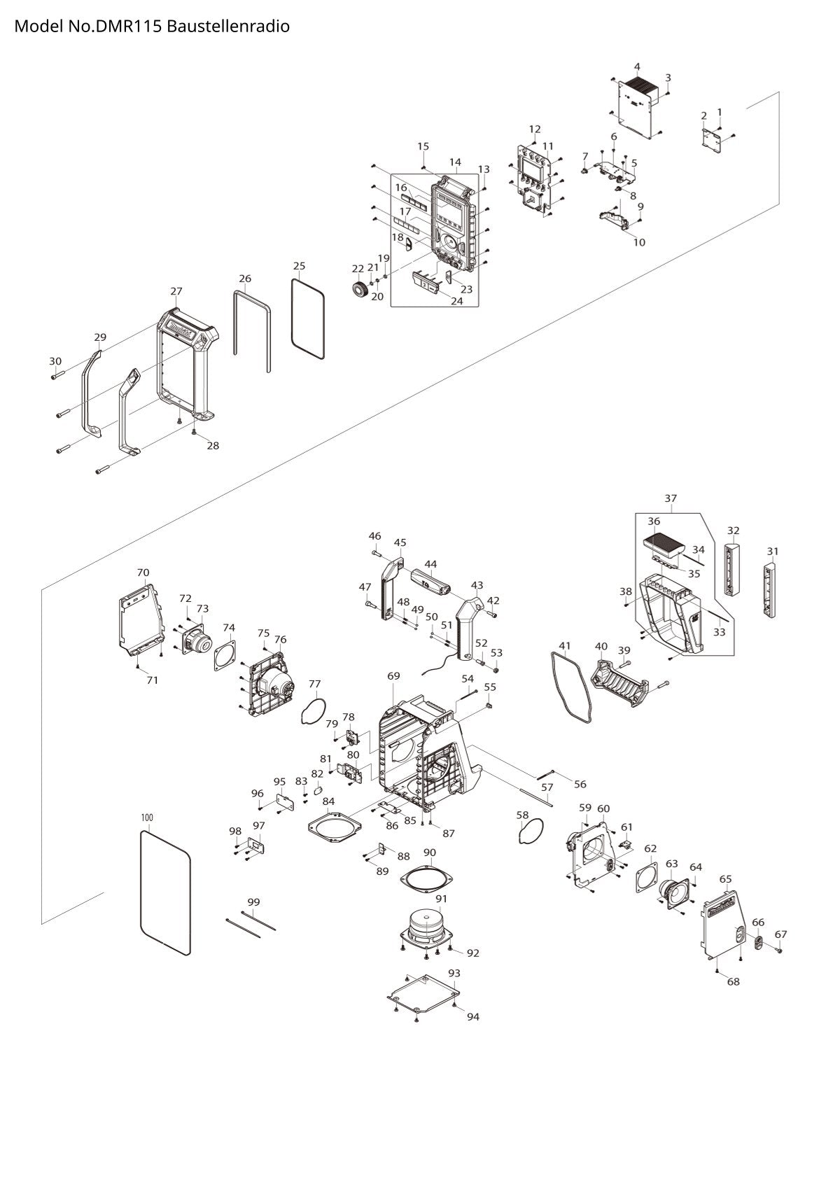 Pièces détachées radio de chantier sans fil Makita DMR115