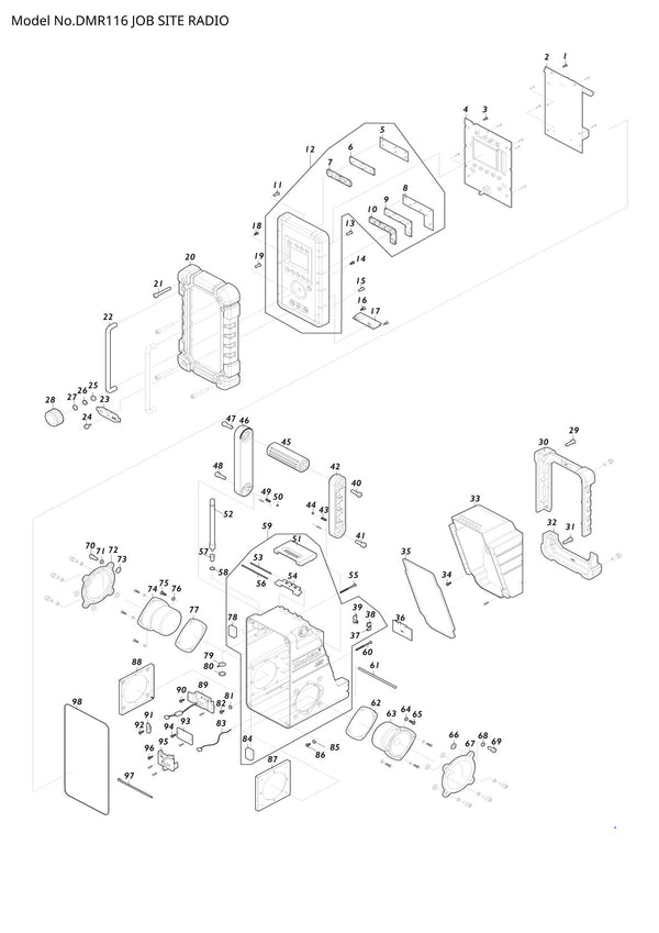 Pièces détachées radio de chantier sans fil Makita DMR116