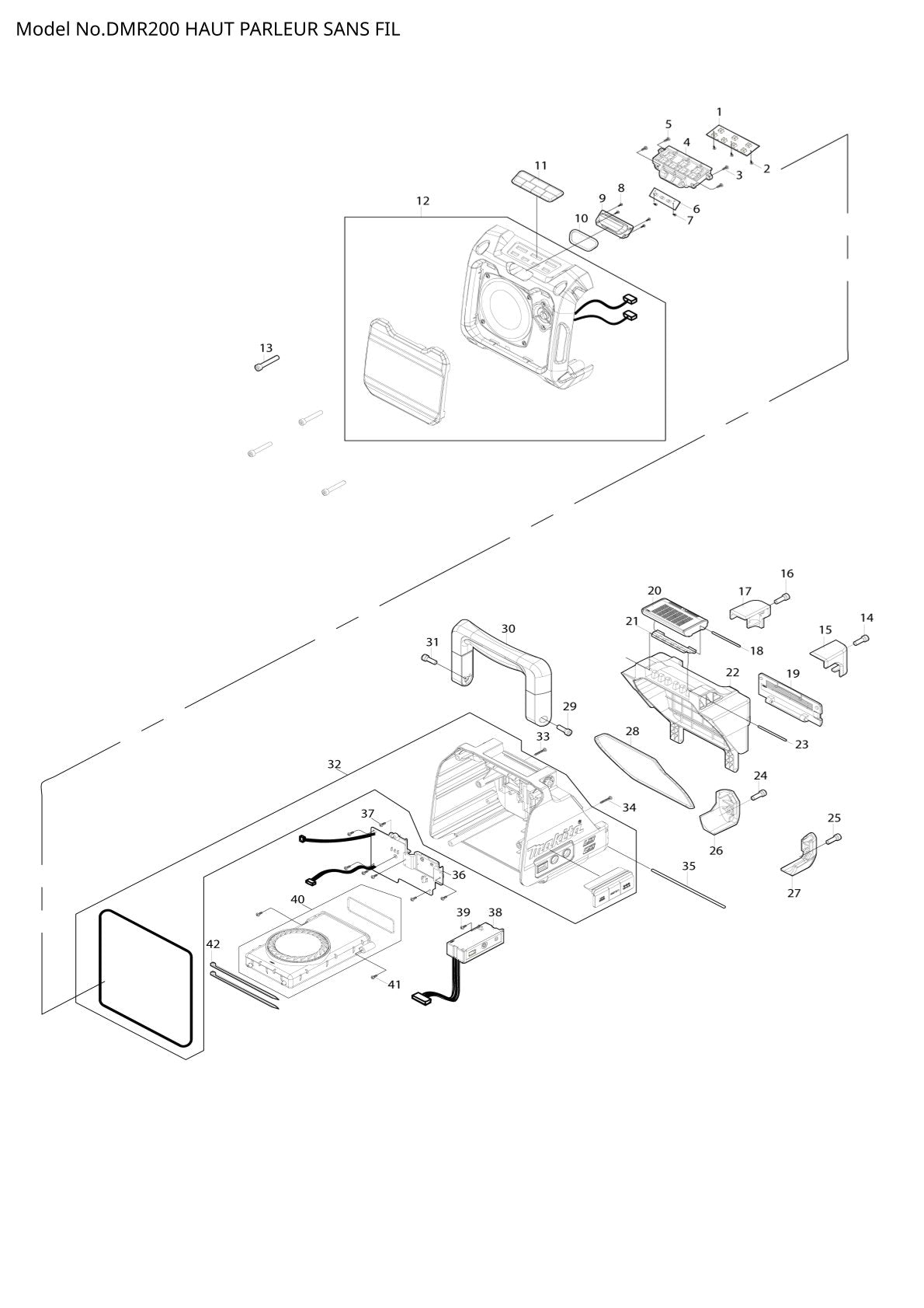 Pièces détachées radio de chantier sans fil Makita DMR200