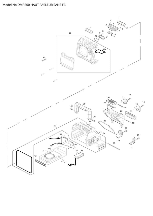 Pièces détachées radio de chantier sans fil Makita DMR200