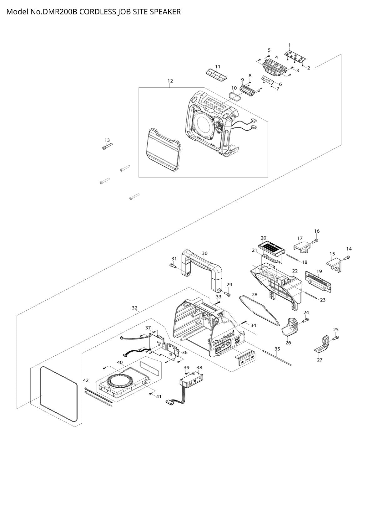 Pièces détachées radio de chantier sans fil Makita DMR200B