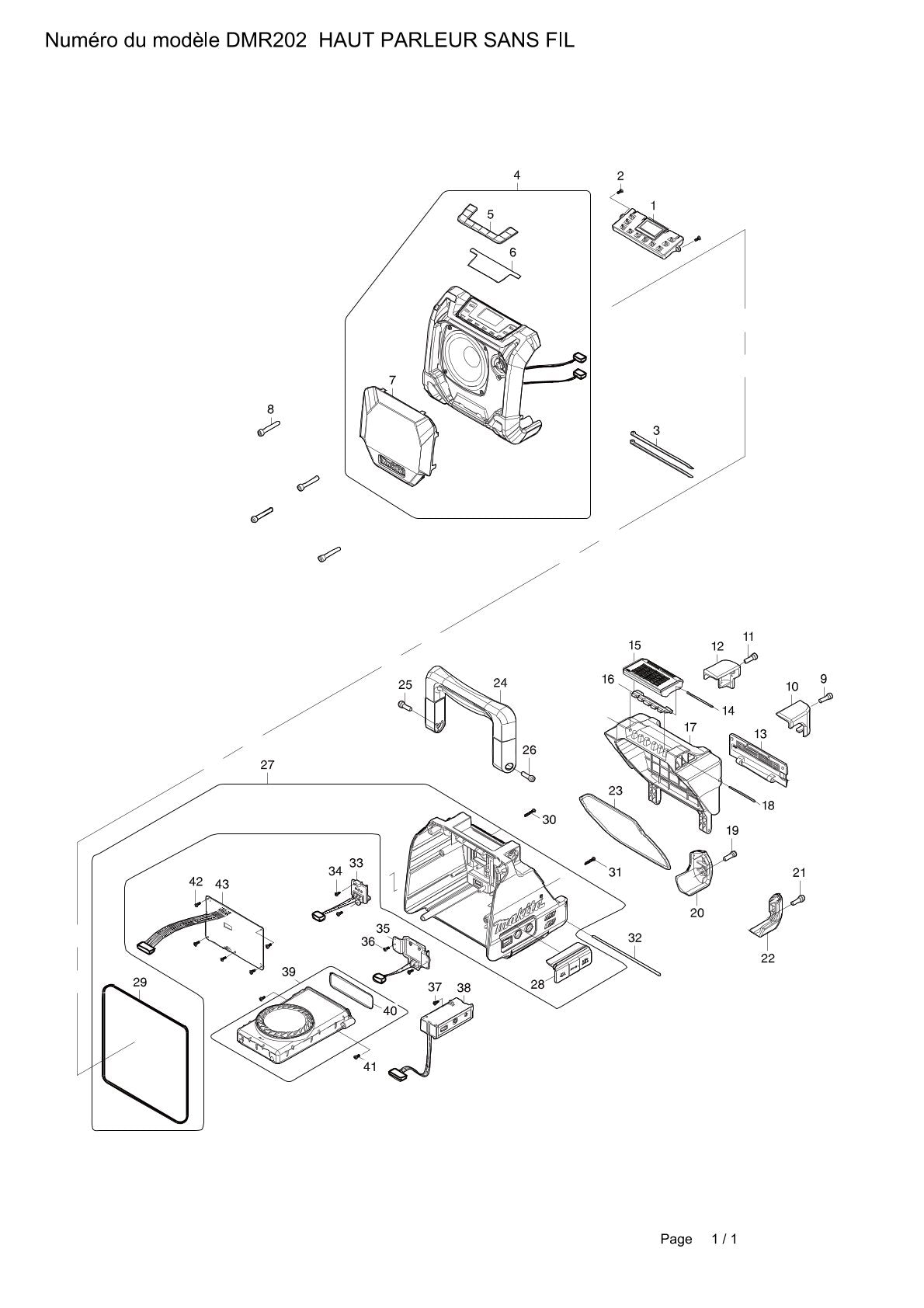 Pièces détachées radio de chantier sans fil Makita DMR202