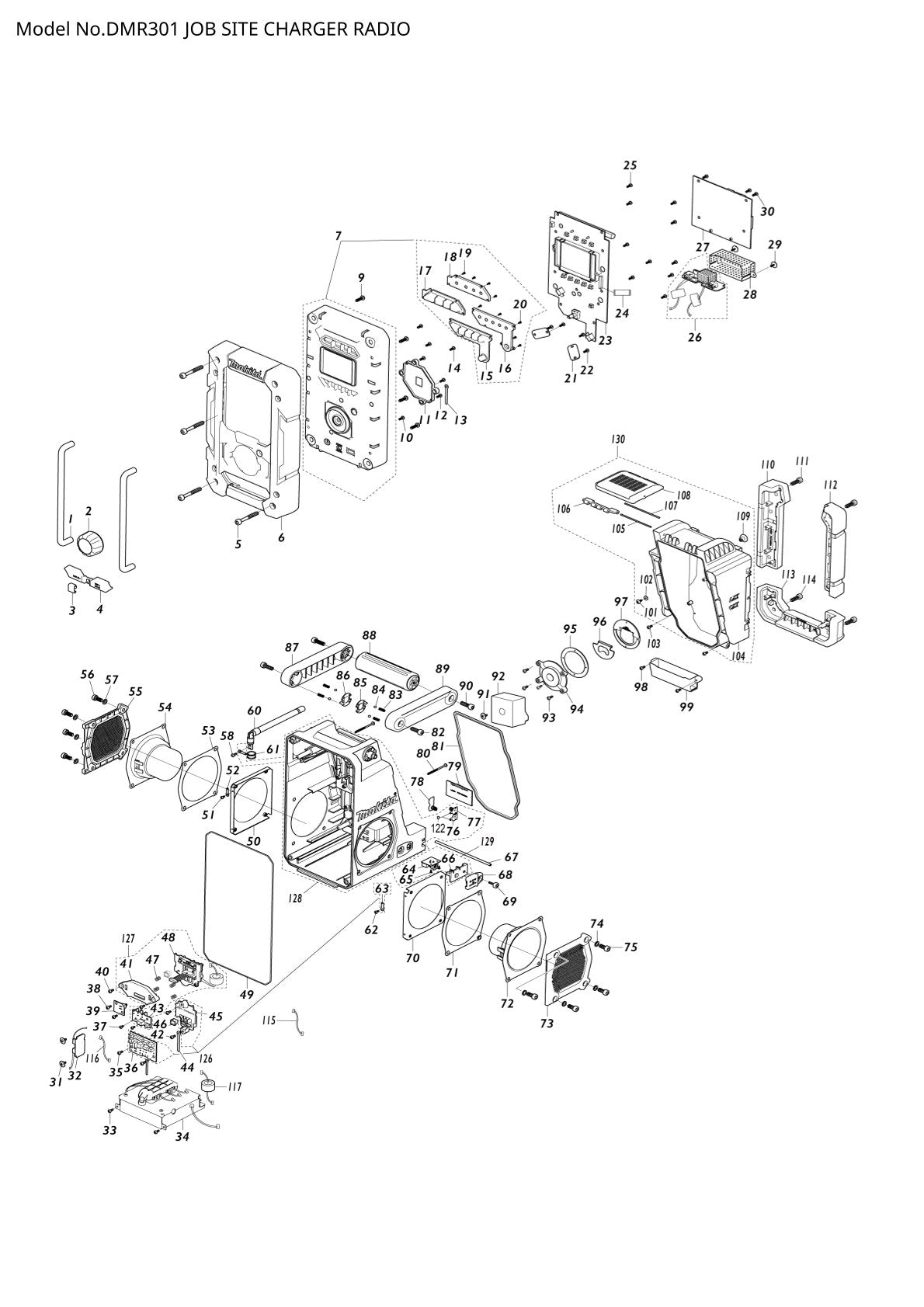 Pièces détachées radio de chantier sans fil Makita DMR301