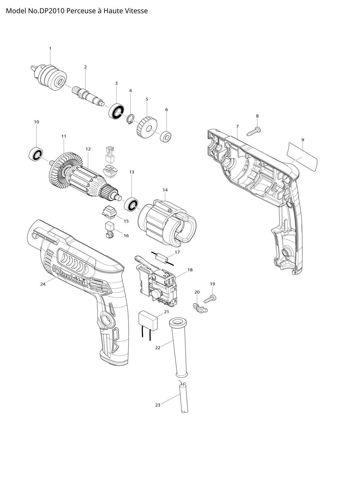 Pièces détachées perceuse Makita DP2010