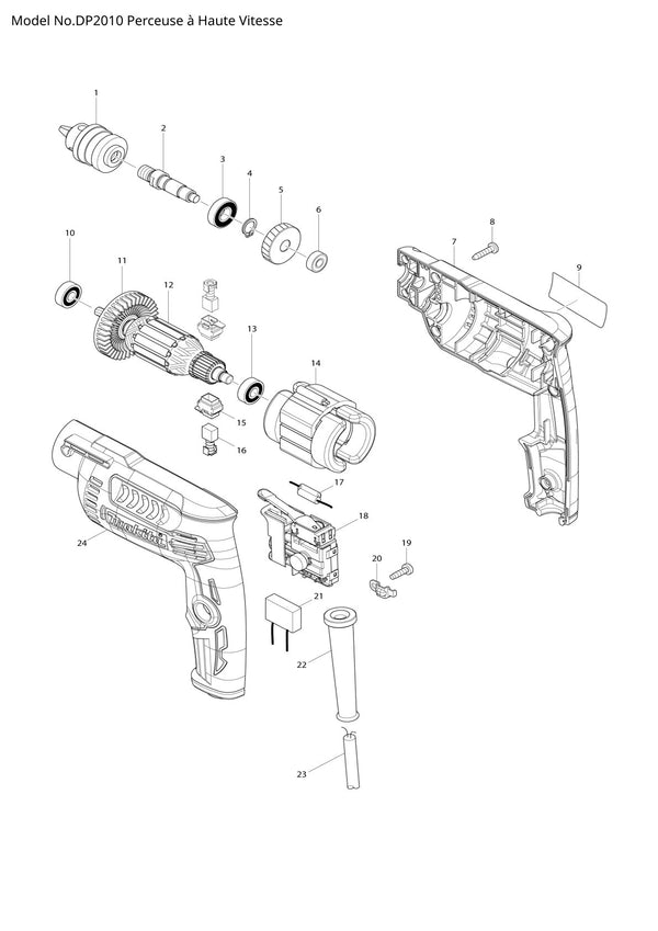 Pièces détachées perceuse Makita DP2010