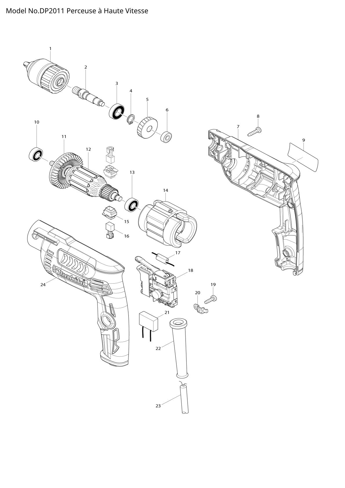 Pièces détachées perceuse Makita DP2011