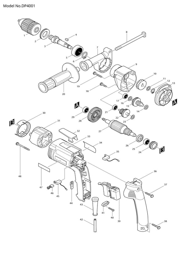 Pièces détachées perceuse Makita DP4001
