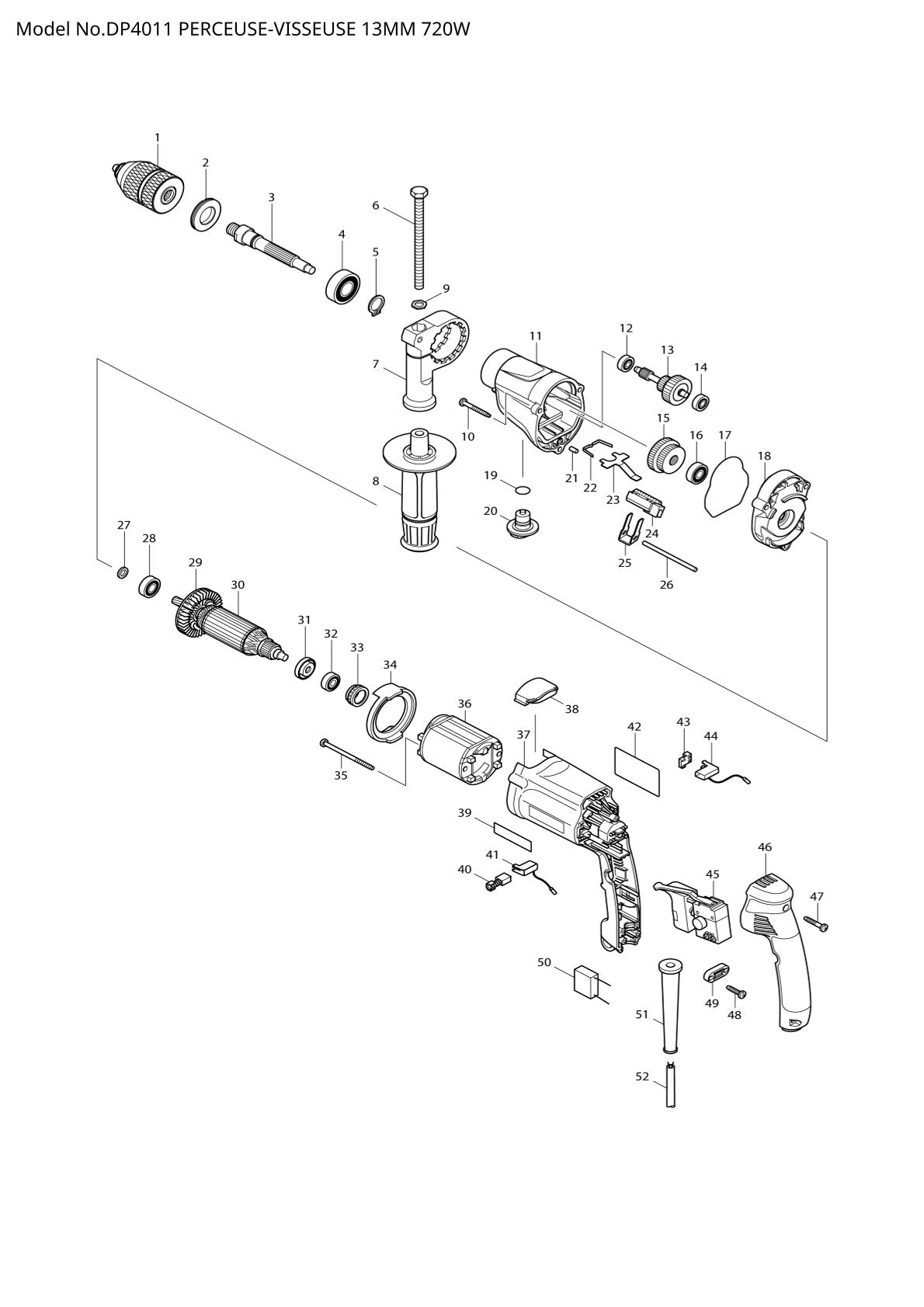Pièces détachées perceuse Makita DP4011