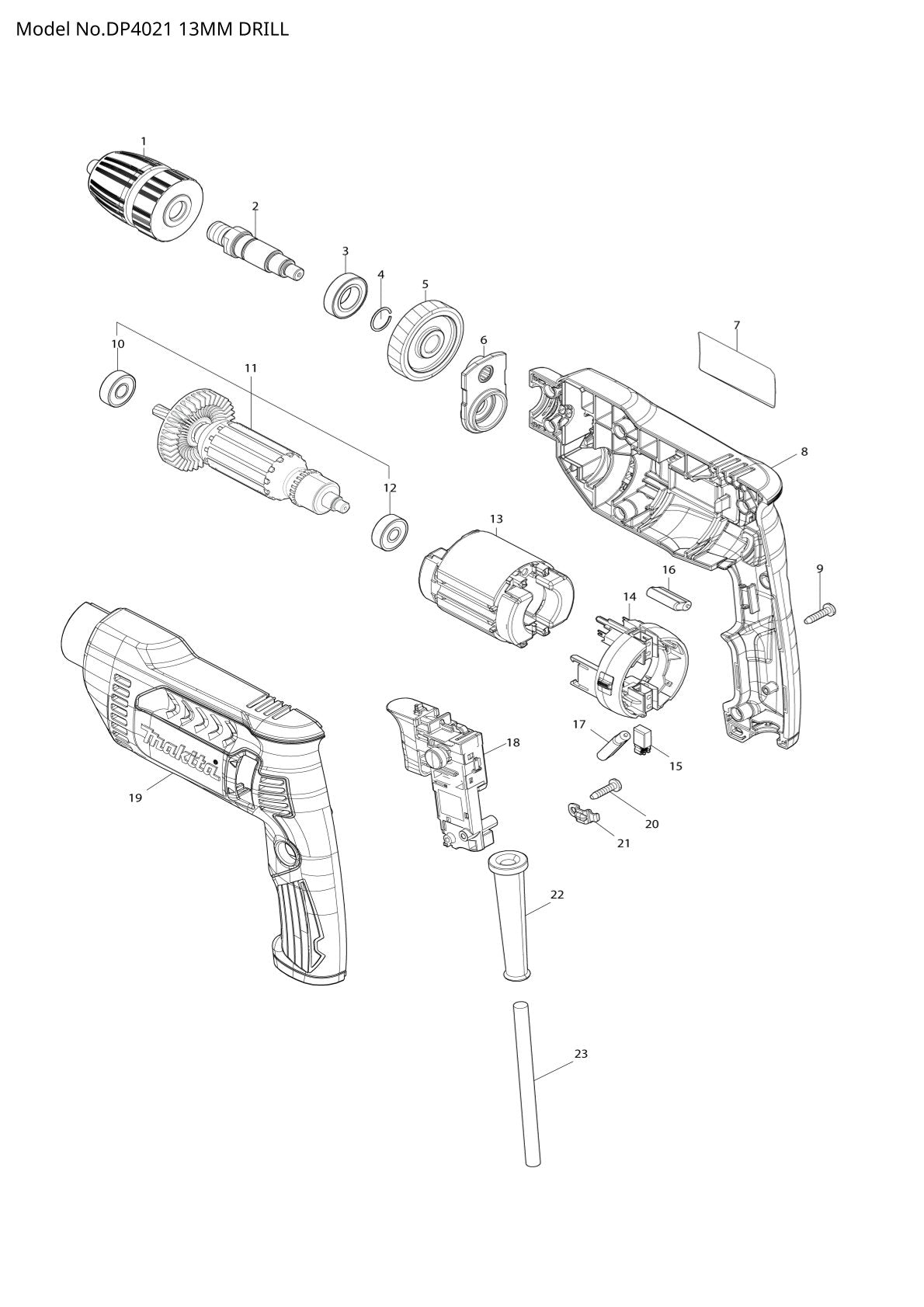 Pièces détachées perceuse Makita DP4021