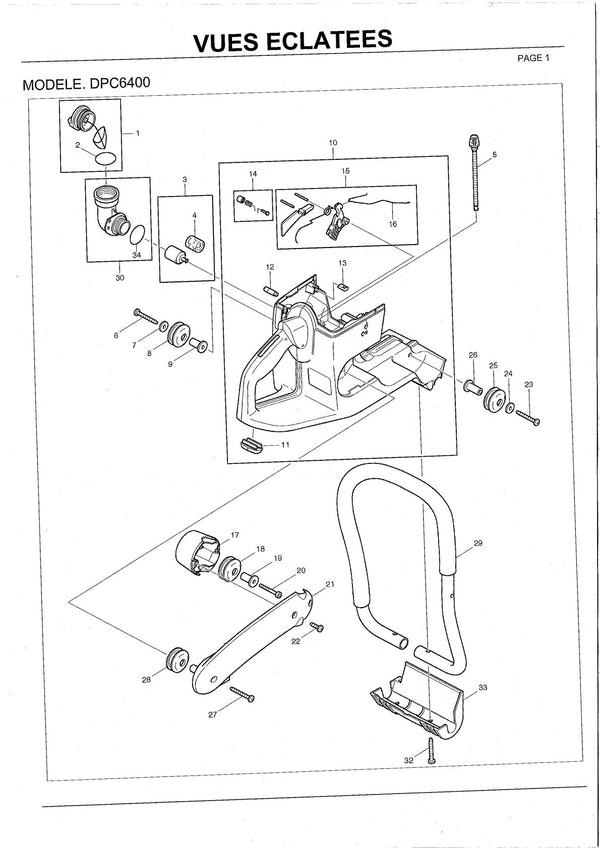 Pièces détachées tronçonneuse thermique Makita DPC6400