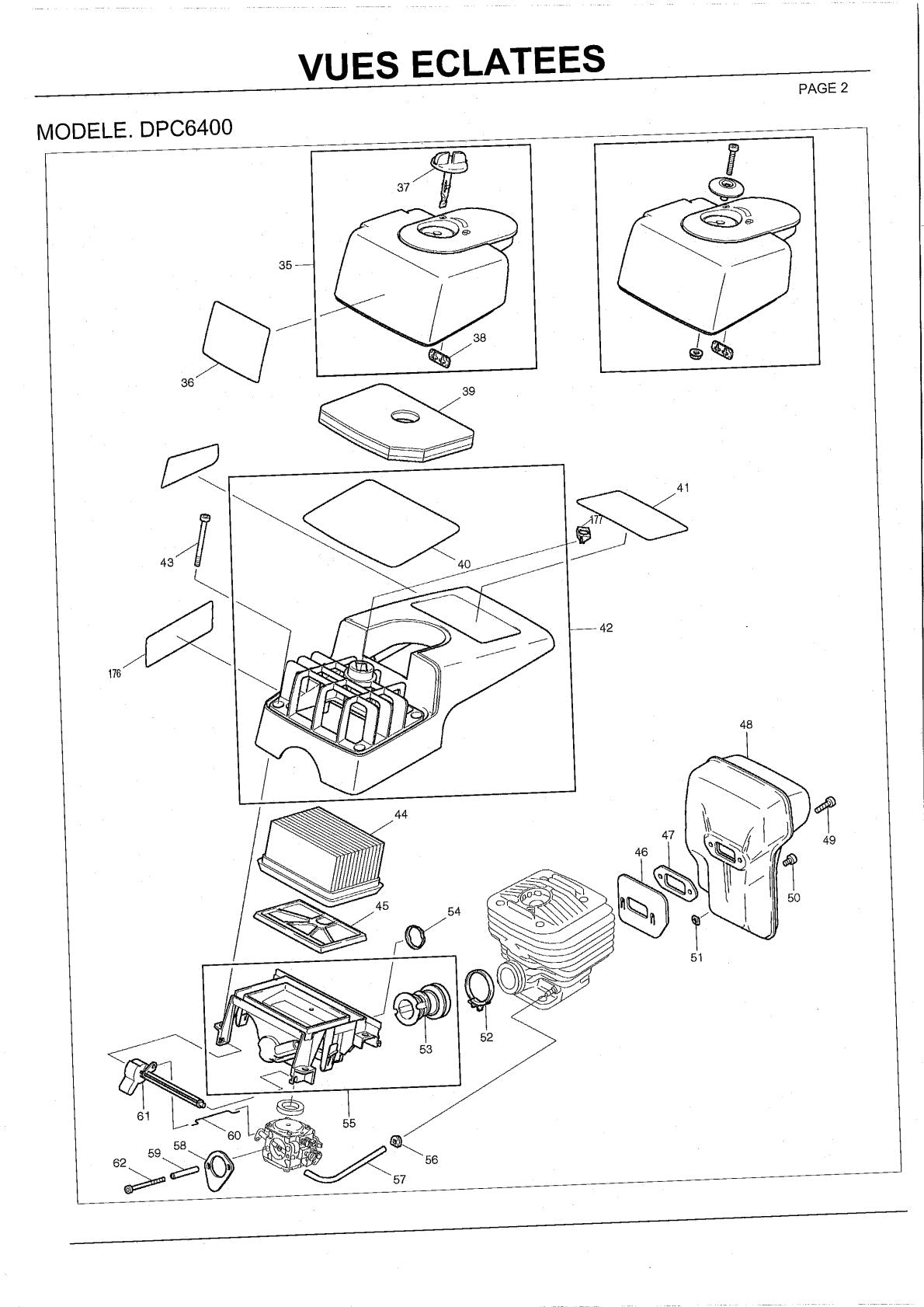 Pièces détachées tronçonneuse thermique Makita DPC6400