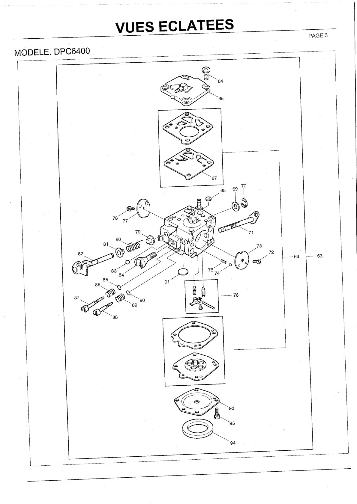 Pièces détachées tronçonneuse thermique Makita DPC6400