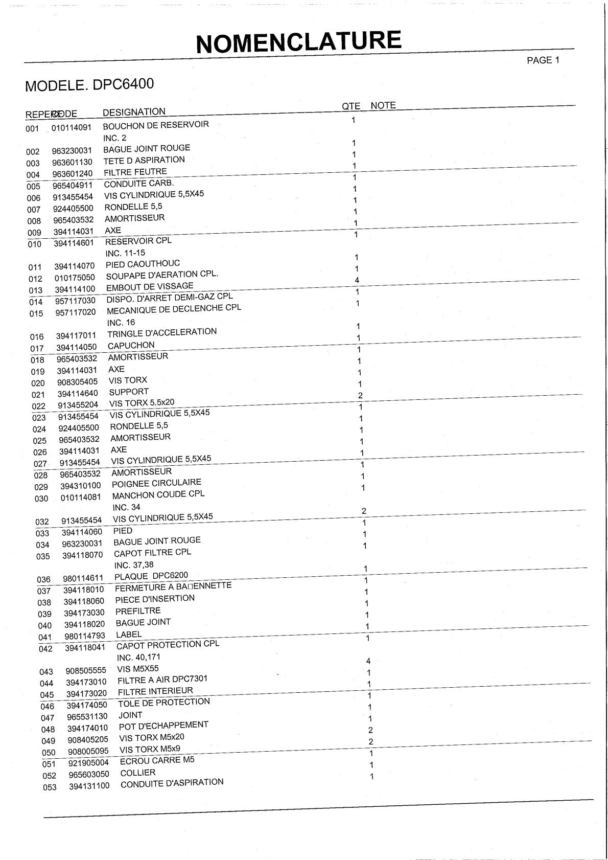 Pièces détachées tronçonneuse thermique Makita DPC6400