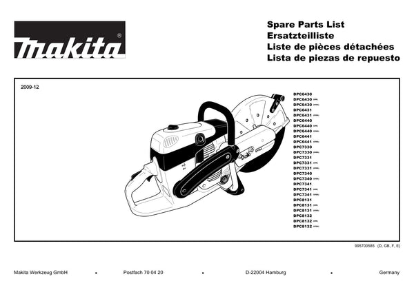 Pièces détachées tronçonneuse thermique Makita DPC6431