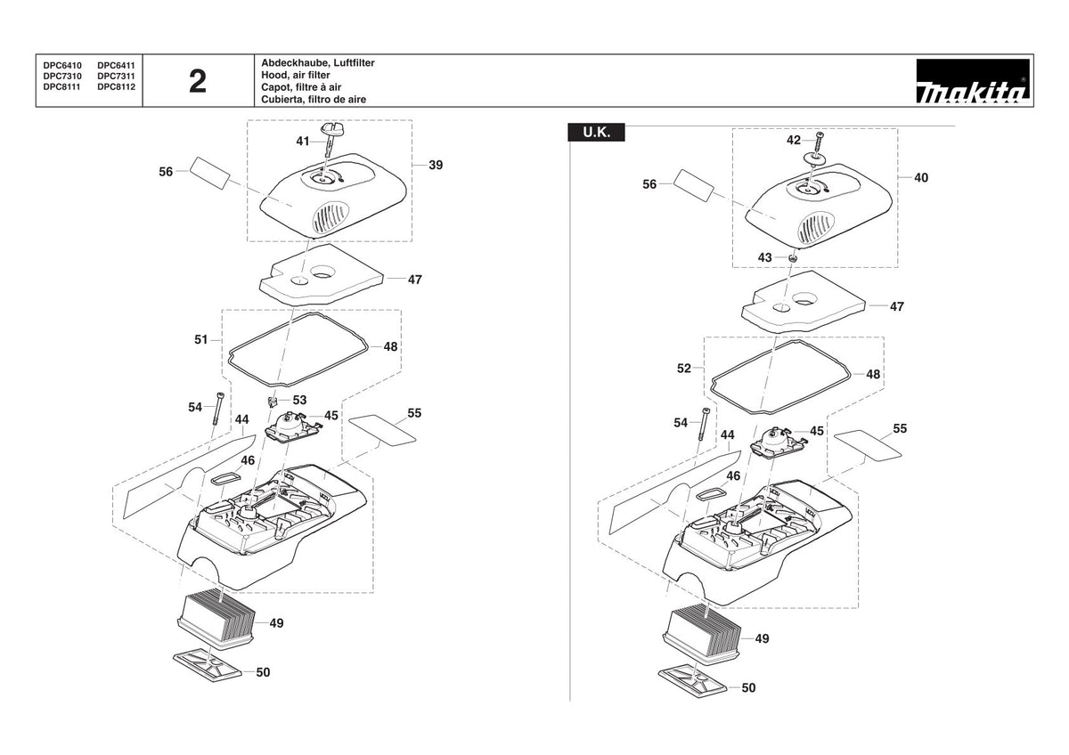 Pièces détachées tronçonneuse thermique Makita DPC8112