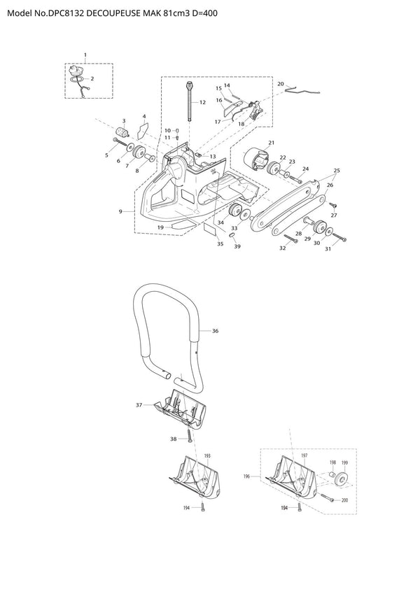 Pièces détachées tronçonneuse thermique Makita DPC8132