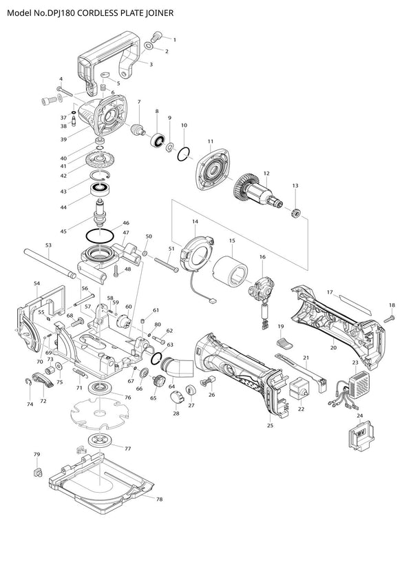 Pièces détachées fraiseuse à lamelles sans fil Makita DPJ180