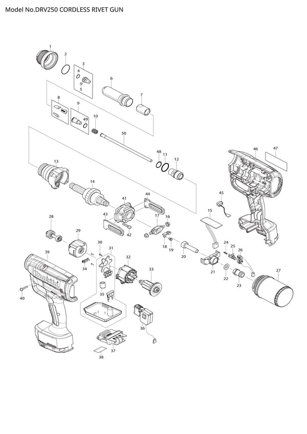 Pièces détachées riveteuse sans fil Makita DRV250