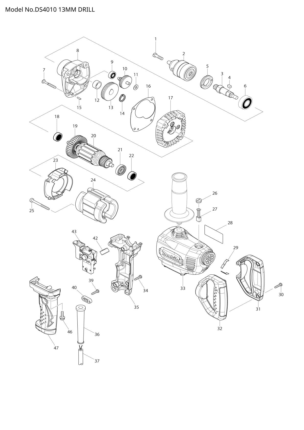 Pièces détachées perceuse Makita DS4010