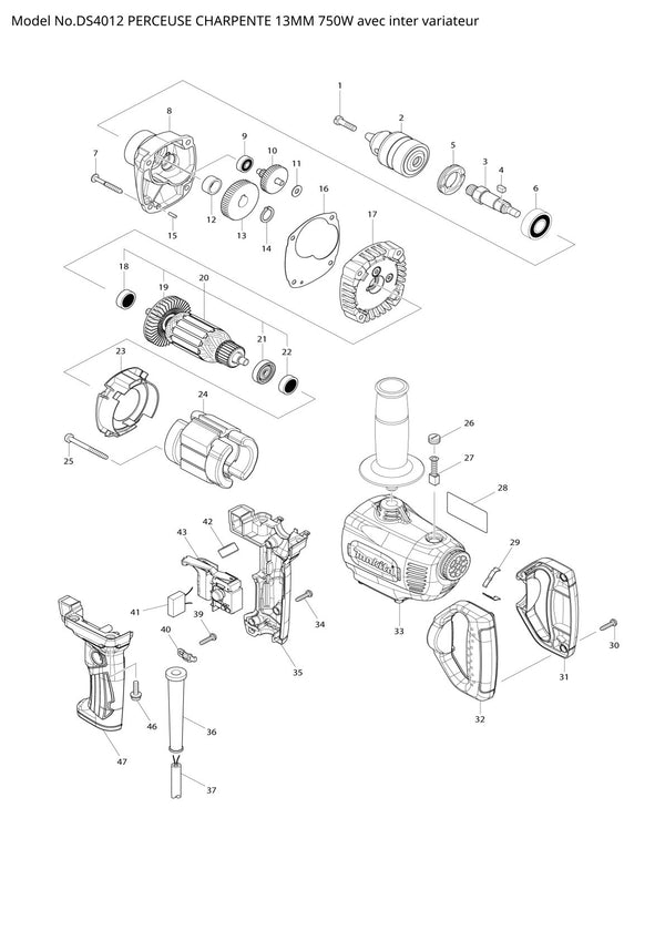 Pièces détachées perceuse Makita DS4012