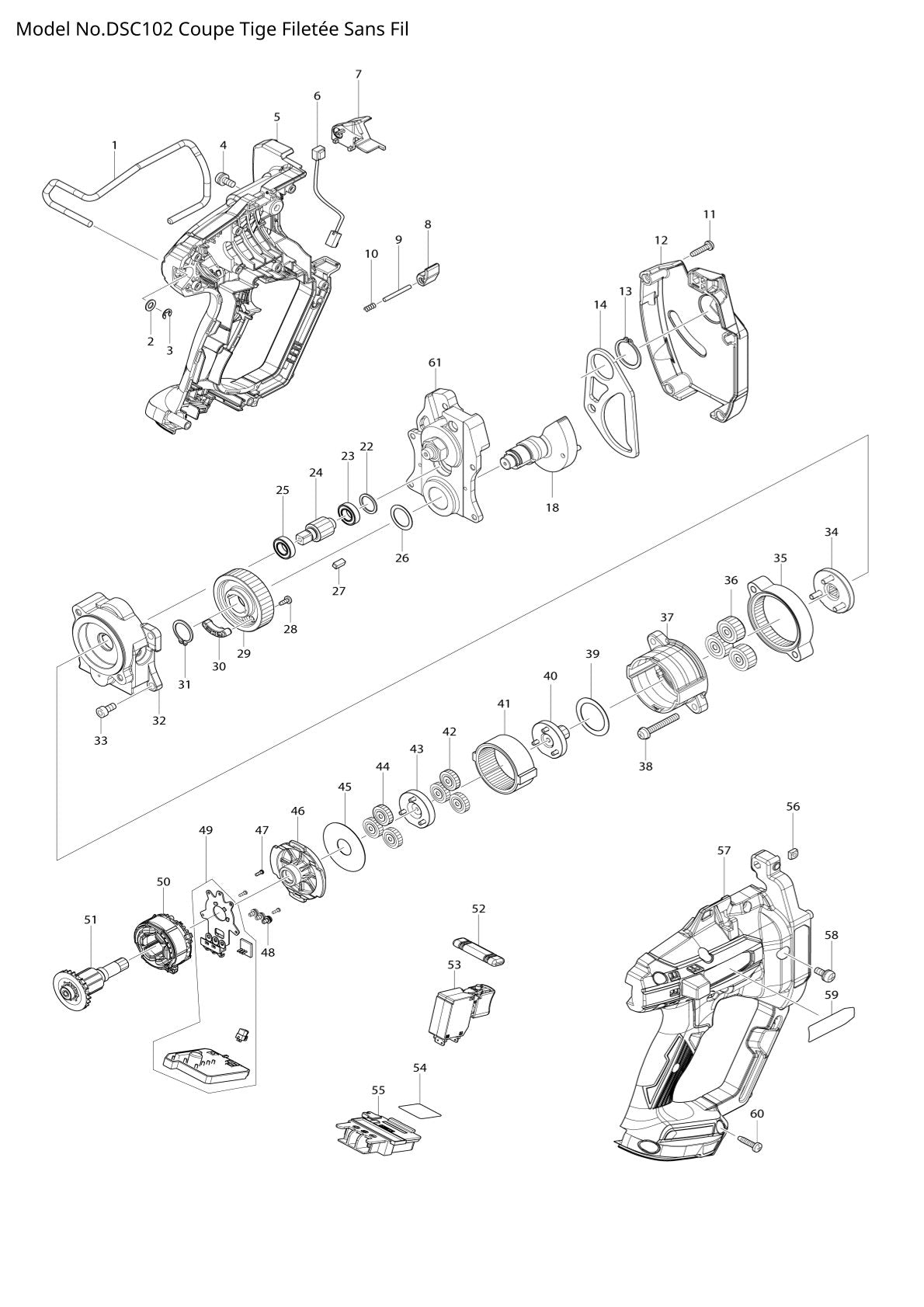 Pièces détachées coupe-tige sans fil Makita DSC102