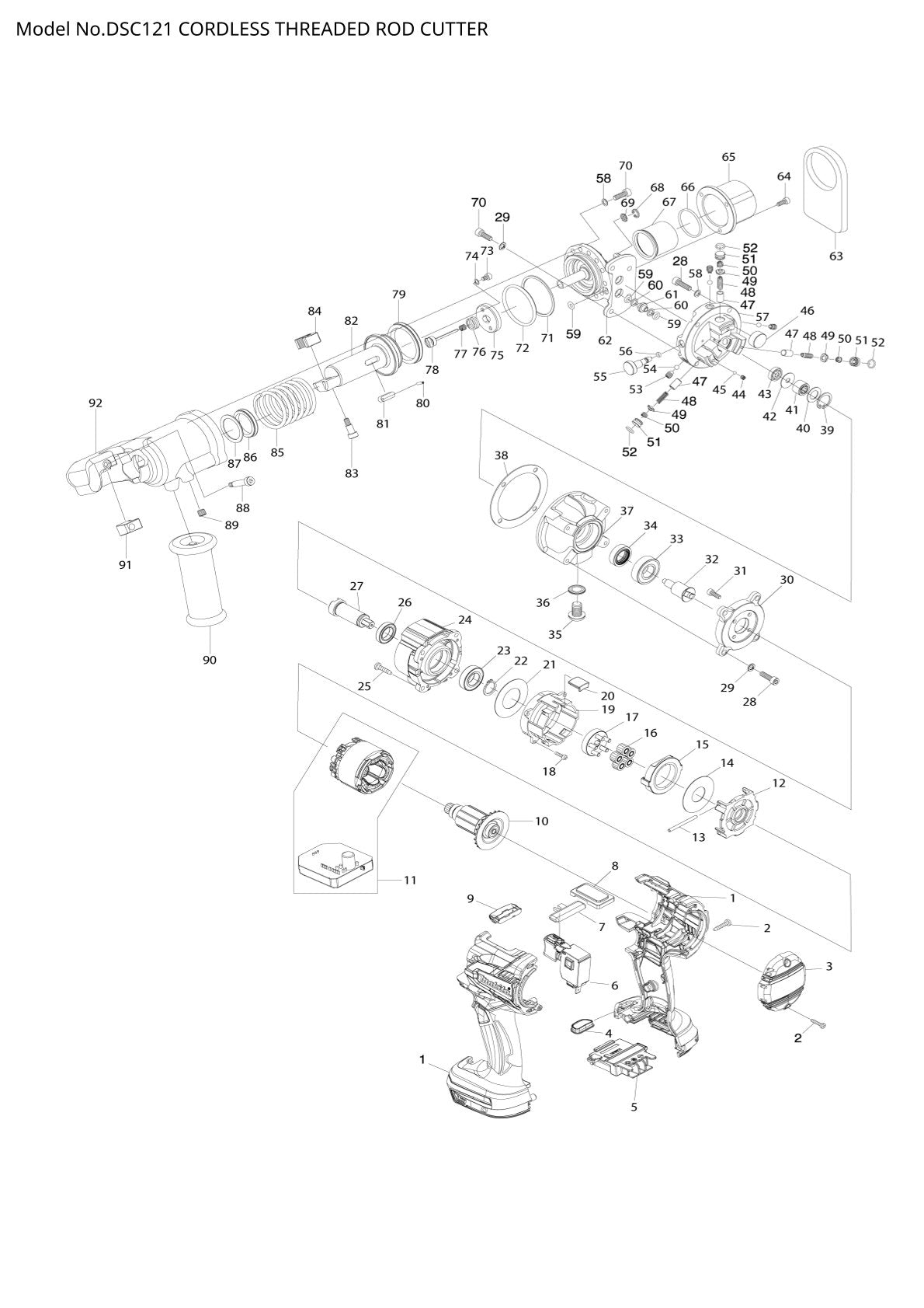 Pièces détachées coupe-tige sans fil Makita DSC121