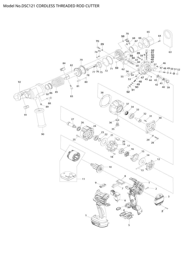 Pièces détachées coupe-tige sans fil Makita DSC121