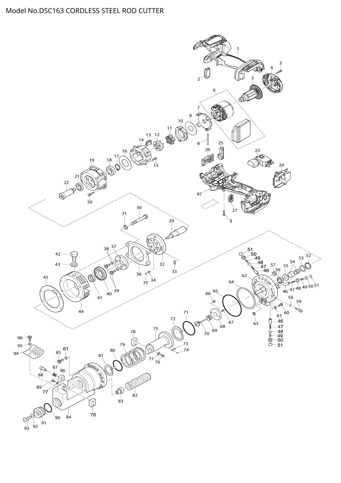 Pièces détachées coupe-tige sans fil Makita DSC163