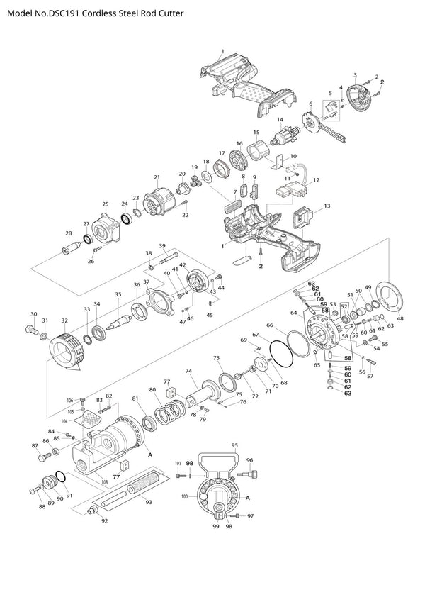 Pièces détachées coupe-tige sans fil Makita DSC191