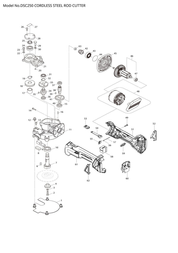 Pièces détachées coupe-tige sans fil Makita DSC250
