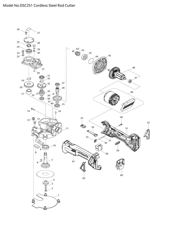 Pièces détachées coupe-tige sans fil Makita DSC251