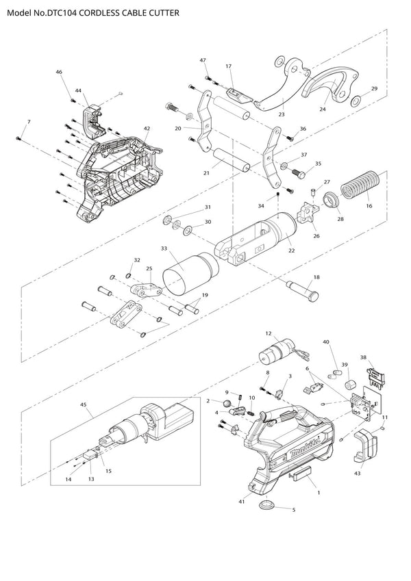 Pièces détachées outil multifonction sans fil Makita DTC104