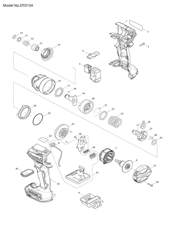 Pièces détachées visseuse à chocs sans fil Makita DTD154
