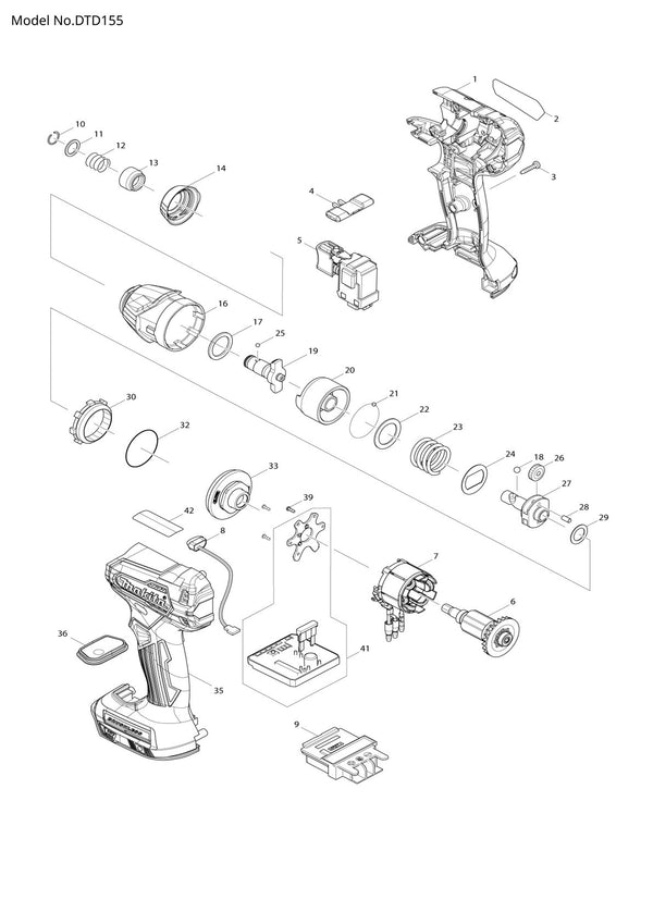 Pièces détachées visseuse à chocs sans fil Makita DTD155