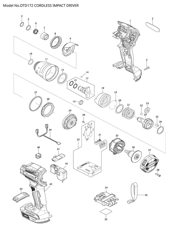 Pièces détachées visseuse à chocs sans fil Makita DTD172