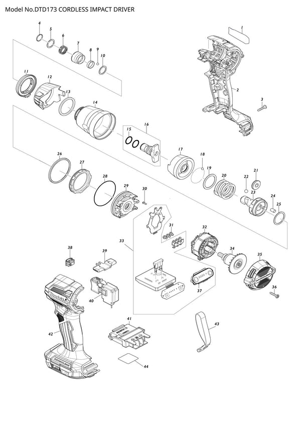 Pièces détachées visseuse à chocs sans fil Makita DTD173