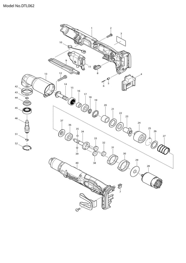 Pièces détachées visseuse d’angle sans fil Makita DTL062