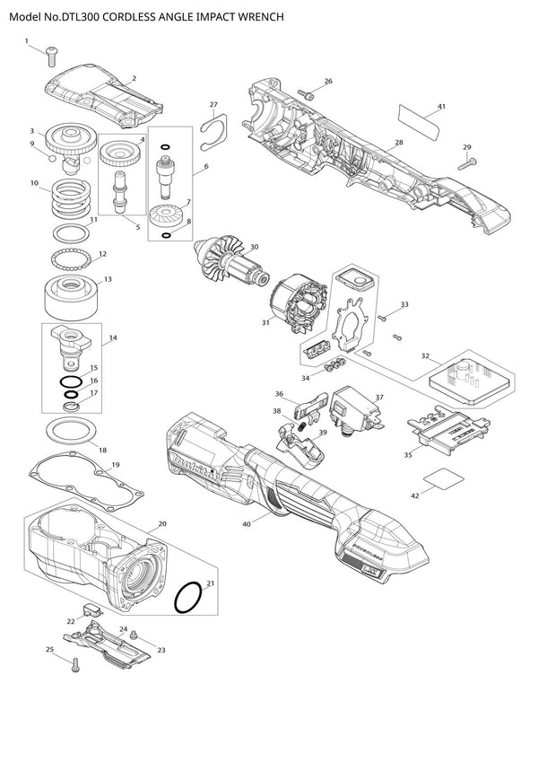 Pièces détachées visseuse d’angle sans fil Makita DTL300