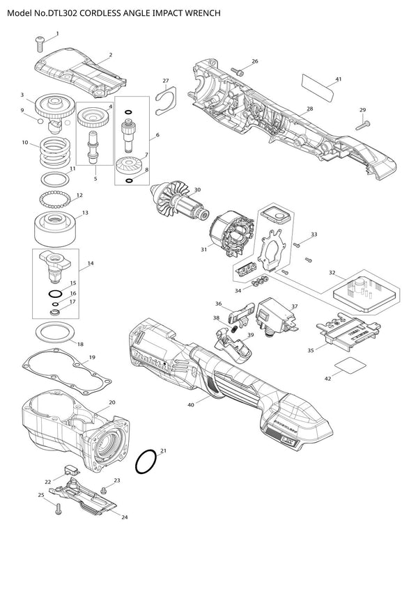 Pièces détachées visseuse d’angle sans fil Makita DTL302