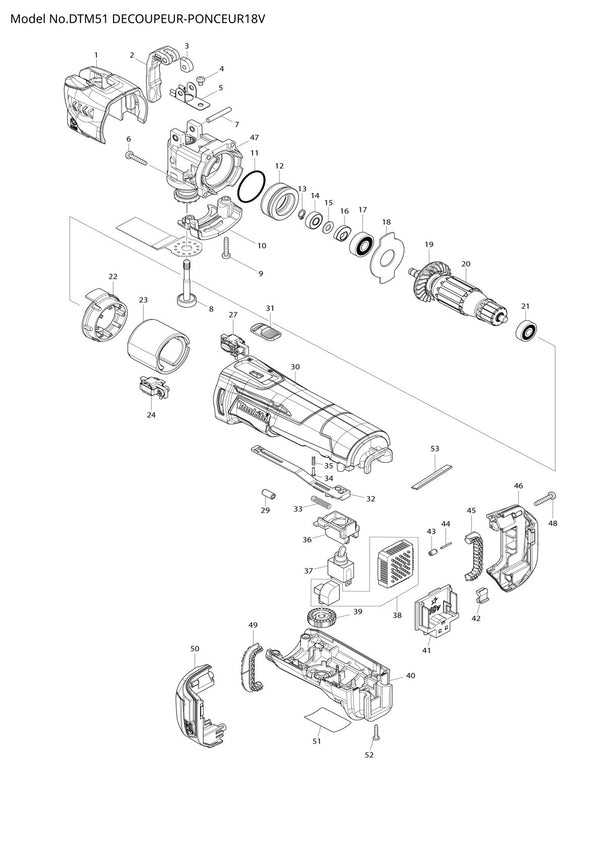 Pièces détachées outil multifonction sans fil Makita DTM51