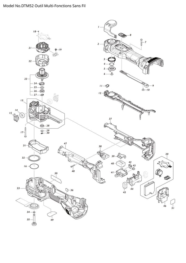 Pièces détachées outil multifonction sans fil Makita DTM52
