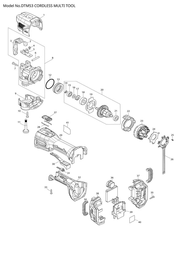 Pièces détachées outil multifonction sans fil Makita DTM53