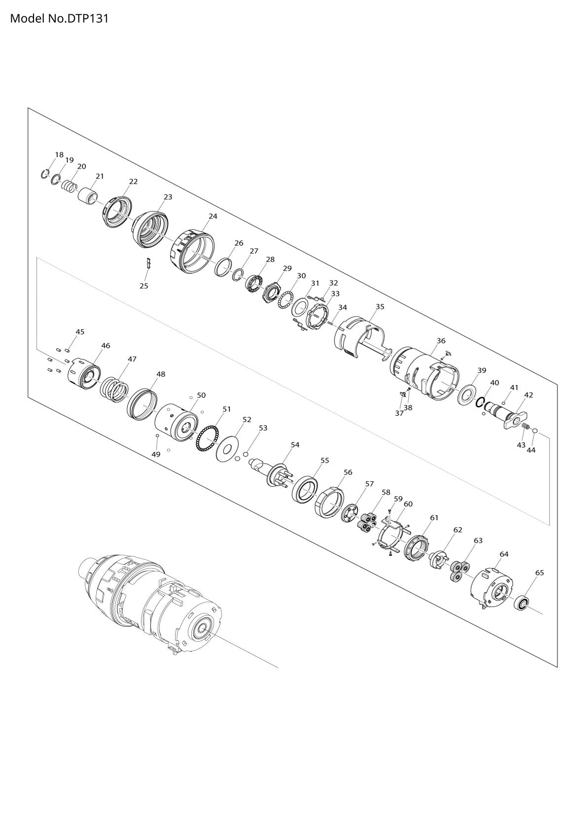 Pièces détachées perceuse-visseuse à percussion sans fil Makita DTP131