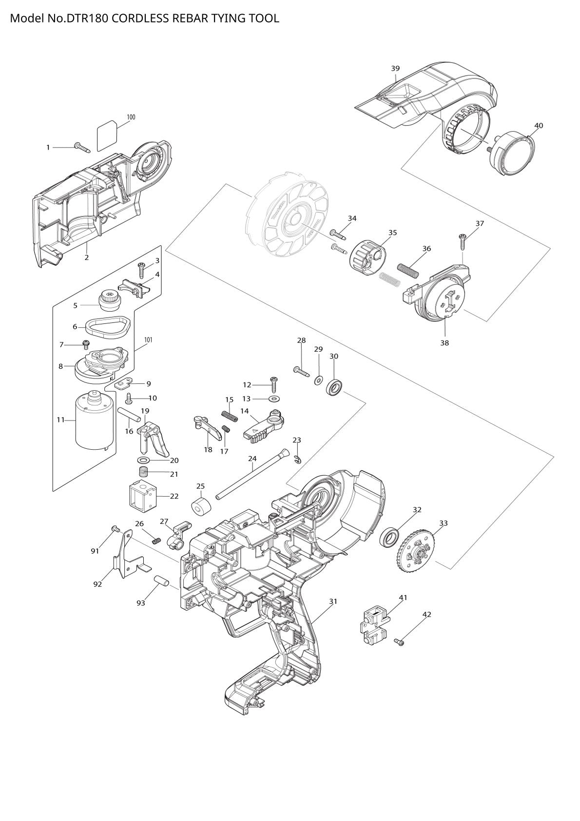 Pièces détachées ligatureuse sans fil Makita DTR180