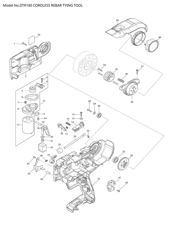 Pièces détachées ligatureuse sans fil Makita DTR180