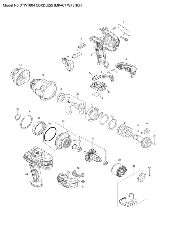Pièces détachées boulonneuse sans fil Makita DTW1004