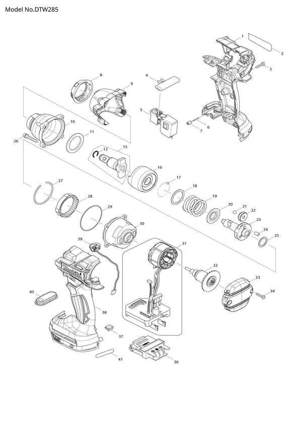 Pièces détachées boulonneuse sans fil Makita DTW285