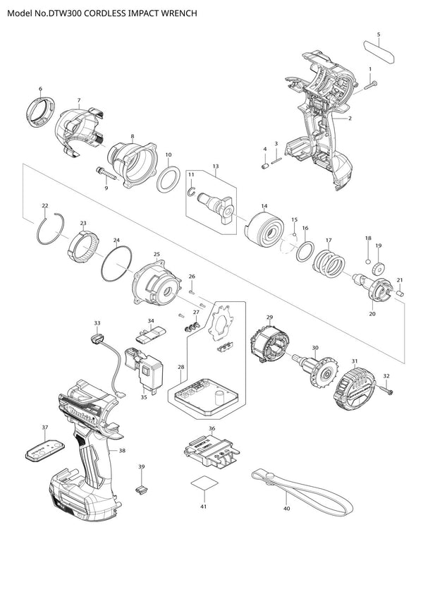 Pièces détachées boulonneuse sans fil Makita DTW300