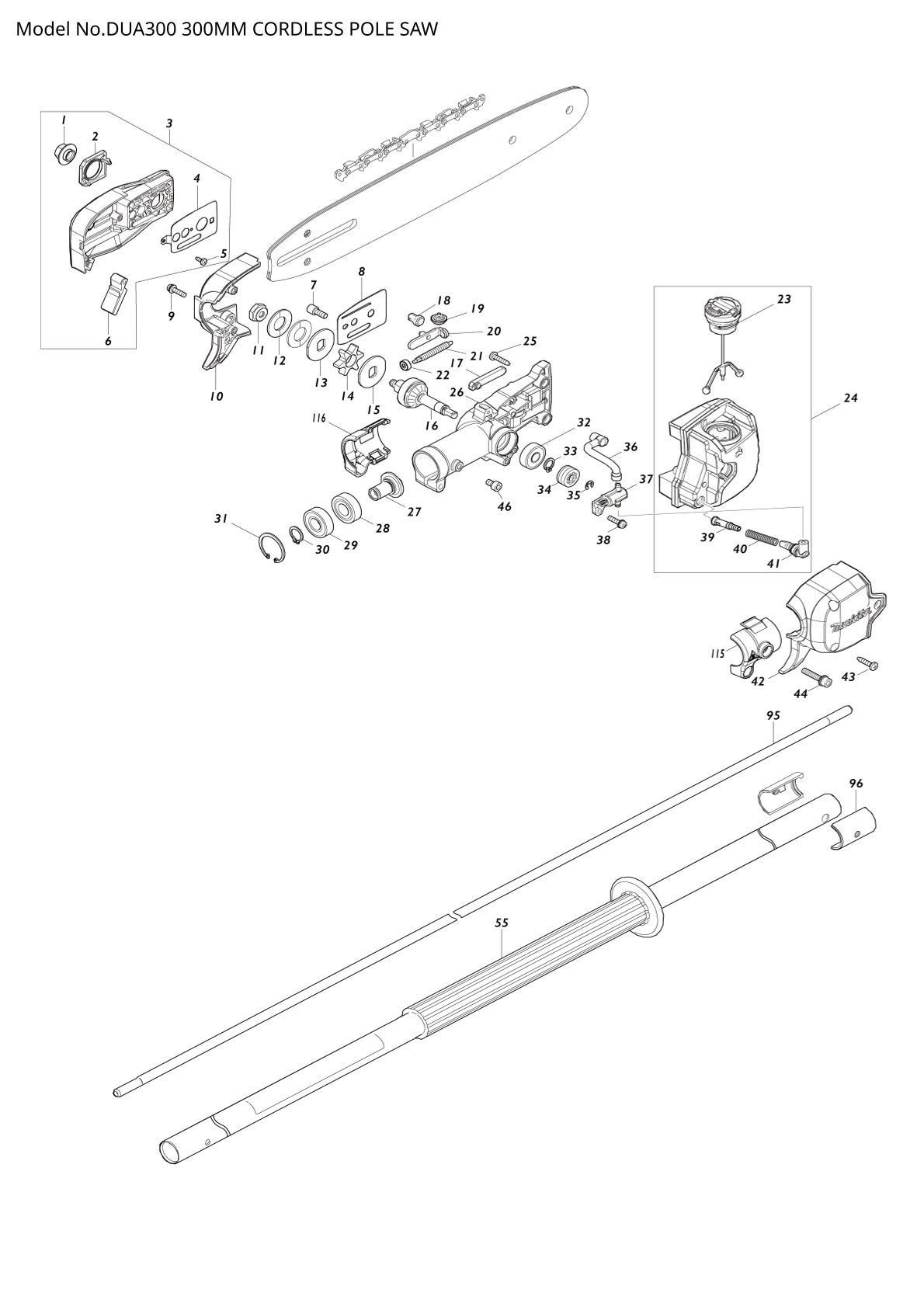 Pièces détachées moteur multifonction sans fil Makita DUA300